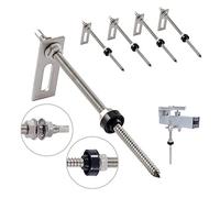 NuaSol Lot de 4 vis à double filetage avec tôle d'adaptation M10 x 250 mm en acier inoxydable | Vis Inox pour Fixation Panneau Solaire