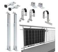 NuaSol - Support pour centrale solaire de balcon Garde-corps Fixation pour 1 module solaire et un onduleur photovoltaïque | rond | kit | Angle d'inclinaison 0° & 25-45°