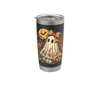 Nœud floral fantôme mignon Halloween Cottagecore Art femmes filles Gobelet isotherme en acier inoxydable double paroi