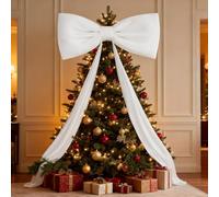 Nœud géant en velours blanc de 180 cm pour décoration de sapin de Noël, rideaux, , portes, mariage et fêtes