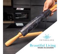 Nudelholz Marmor mit Ablage 46.5 cm Teigrolle, Backrolle, Wellholz, Rolle