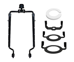 Nudiuhis Lot de 2 supports de harpe pour abat-jour E14, E26, E27, adaptateur de douille lumineuse, kit de harpe réglable, cadre en corne noire, support d'abat-jour