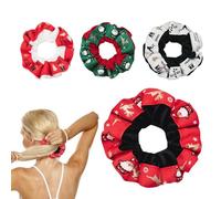 Nœuds pour cheveux de Noël - Support de queue de cheval en velours sur le thème de Noël | Accessoires de cheveux de Noël mignons, 4 bandes élastiques pour différents types de cheveux