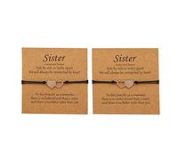 NUEAYMS Lot de 2 cartes pour sœurs - En acier inoxydable - En forme de cœur - Organisateur de bijoux pour un ami