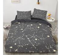NUEYSP Housse de Couette 160x200 Constellations Parures de Lit 160x200 Enfant Polycoton Douce et Confortable Housse de Couette Impression 3D avec 1 Taie d'oreiller