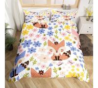 NUEYSP Housse de Couette 200x200 Renard Brun Parures de Lit 200x200 Adulte Polycoton Douce et Confortable Housse de Couette Impression 3D avec 2 Taie d'oreiller