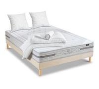 NUIT DE COTON - Pack Prêt à dormir SERENADE 140x190 cm - Matelas Ressorts ensachés + Sommier + Accessoires G