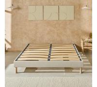 Nuit DE Coton | Sommier à Lattes en Bois avec Pieds Lino 140x190 cm Hauteur 30 cm | Cadre de lit Robuste et Elegant Coloris Beige | Montage Facile