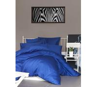 Nuit Des Rêves Drap-Housse Luxueux Bleu foncé satiné Double XL, 140 x 200 + 30 cm, 100% Coton, 210 Fils, 125 g/m², Lavable en Machine à 30°C, Doux et résistant