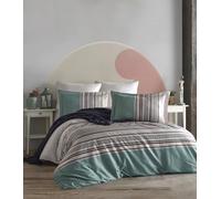 Nuit Des Rêves Parure de lit Simple 100% Coton renforcé - 135 x 200 cm - Vert/Blanc et Marron/Beige - Lavable en Machine - Fermeture à Bouton et enveloppe - Parure de lit Confortable et élégante