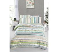 Nuit Des Rêves Ranforce Parure de lit King 200 x 220 cm, 100% Coton, 145 Fils, Lavable en Machine, enveloppe et Fermeture à Bouton, Blanc, Vert, Gris, Jaune