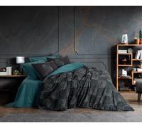 Nuit Des Rêves Ranforce Parure de lit Simple XXL - Bleu pétrole - 155 x 220 cm - 100% Coton - Impression réactive - Lavable en Machine - Enveloppe et Fermeture à Bouton - Literie Douce et élégante