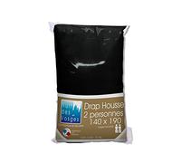 Nuit des Vosges 2106329 Cotoval Drap Housse Uni Coton Noir 140 x 190 cm