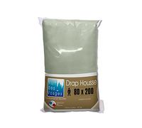 Nuit des Vosges 2181029 Cotoval Drap Housse Uni Coton Gris Souris 80 x 200 cm