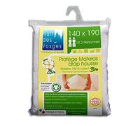 Nuit des Vosges Protège Matelas Molleton Bio, 100% Coton, Blanc, 140 x 190 cm