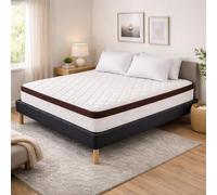 Nuit D'or Ensemble Sommier Tapissier et Matelas 120x190 cm - Couleur : Noir - Sommier Déhoussable avec Pieds 20 cm et Lattes Multiplis - Matelas Soutien Très Ferme Confort Enveloppant -