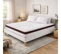 Nuit D'or Ensemble Sommier Tapissier et Matelas 120x200 cm - Couleur : Blanc - Sommier Déhoussable avec Pieds 20 cm et Lattes Multiplis - Matelas Soutien Très Ferme Confort Enveloppant -