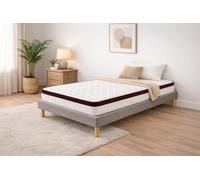 Nuit D'or Ensemble Sommier Tapissier et Matelas 90x190 cm - Couleur : Gris - Sommier Déhoussable avec Pieds 20 cm et Lattes Multiplis - Matelas Soutien Très Ferme Confort Enveloppant -