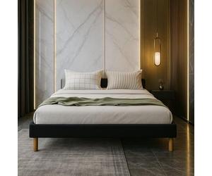 Nuit D'or Gregory - Solide et Confortable Sommier Tapissier Noir + Pieds en 20 cm pour Matelas en 140x190-13 Lattes - Montage Rapide et Facile - revetement PVC Facile d'entretien