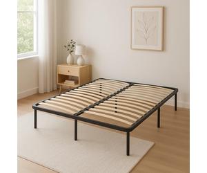 Nuit D'or Jacky - Solide et Confortable Sommier 160x200 x 29 cm Cadre a Lattes + 9 Pieds en Metal - Montage Rapide et Facile - epaisseur du Metal +/- 1,2 mm 2 x 14 Lattes en 9mm