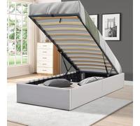 Nuit D'or Solide Lit Coffre Gris + Pieds pour Matelas - Loris - Montage Rapide et Facile - revetement PVC Simili Facile d'entretien (Gris, 90x190)