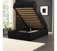 Nuits d'or - Solide Lit Coffre noir + Pieds pour matelas 90x190 cm -12 lattes - loris - Montage Rapide et Facile Noir G