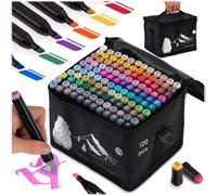 Nukido Lot de 120 marqueurs à alcool avec pochette double face étanches