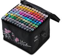 Nukido Lot de 120 marqueurs à alcool avec pochette double face étanches