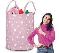 Nukido Panier à jouets autoportant pour chambre d'enfant, grand, spacieux, design charmant, matériau durable, facile à nettoyer, oreilles solides, 100% coton, 60 x 35 cm, rose