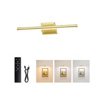 Nulmvic Éclairage de Tableau Sans Fil, 23 CM 5000mAh Applique Murale Intérieure avec Batterie et Télécommande, 3 Températures de Couleur, 5 Niveaux d'Intensité, CRI 95+ pour Peinture Photo Portrait