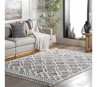 nuLOOM Ansley Tapis marocain en Treillis à Pampilles, 0,9 x 12,7 cm, Gris