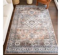 nuLOOM Bowie Tapis décoratif Ultra Fin Lavable en Machine, Motif Tribal Rouille, 0,6 x 0,9 m