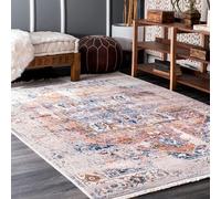 nuLOOM Harriet Tapis Vintage à Franges avec Motif médaillon - Tapis décoratif Traditionnel Ivoire/Multicolore pour Salon, Chambre à Coucher, Salle à Manger, entrée, Cuisine - 91 x 152 cm
