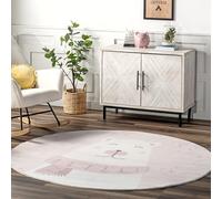 nuLOOM Jovie Tapis pour enfants, lavable en machine, motif ours polaire, rose, 1,2 m