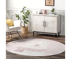 nuLOOM Jovie Tapis pour enfants, lavable en machine, motif ours polaire, rose, 1,2 m