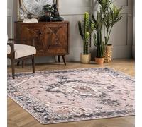 nuLOOM Sasha Tapis décoratif Ultra Fin Lavable en Machine, Motif médaillon, Rose, 0,6 x 0,9 m