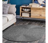 nuLOOM Wynn Tapis décoratif tressé intérieur/extérieur - Ovale - 0,9 x 1,5 m - Anthracite