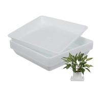 NULYLU 10pcs Plateaux Carrés en Plastique Blanc Résistant la Chaleur pour Pots de Plantes et Bonsaïs, Accessoires de Jardin Intérieur et Extérieur