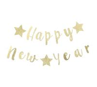 NULYLU 1ensemble Bannière Suspendue Nouvel An Décoration Fête avec Étoiles et Message Happy Year Guirlande pour Accessoires Photo et Ambiance Festive