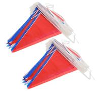 NULYLU 2 Pièces Bannière de Parti Triangulaire Rouge Blanc Bleu en Plastique pour Décoration Extérieure Lors D'anniversaires et Célébrations Nationales