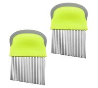 NULYLU 2pièces Coupe-frites Ondulé Acier Inoxydable Couteaux Crinkle pour Pommes de Terre Éminceur Légumes Sécurisé et Compact Accessoire Cuisine Vert