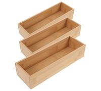 NULYLU 3pièces Boîte de Rangement Bois sans Couvercle Lot de Organiseur Tiroir Bambou Empilable pour Cuisine Salle de Bain et Chambre Grand Volume Multifonctionnel pour Cosmétiques
