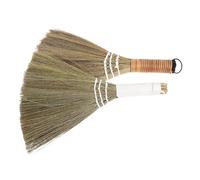 NULYLU Balai Souple en Paille Naturelle 2pcs Manche Ergonomique pour Balayage Précis, pour Coins et Intérieur, Nettoyage du Sol