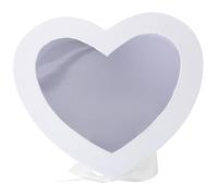 NULYLU Boîte D'emballage de Cœur Blanche, Double Compartiment Rotatif, Coffret Cadeau pour Fleurs Fraîches et Stabilisées, pour Saint-valentin et Anniversaires, Rangement Élégant