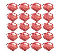 NULYLU Boîtes à Dragées de Mariage Rouges avec Poignée Facile à Porter et Design Élégant à Pompon pour Réception et Fête Prénuptiale, Lot de 20 en Papier Décoratif