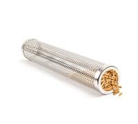 NULYLU Fumoir Tubulaire pour Barbecue en Acier Inoxydable Rond 12 Pouces Résistant la Rouille pour Grills Portables Gaz Saveur de Fumée Supplémentaire