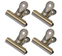 NULYLU Lot de 4 Pinces à Charnière en Acier à Ressort Vintage, Clips Multifonctions en Métal Électroplaqué pour Organisation Polyvalente Maison Magasin