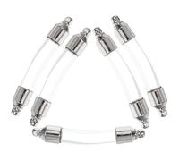 NULYLU Lot de 5 Petites Bouteilles à Vis en Verre Clair Bouchons en Métal Argenté, Flacons Hermétiques pour Contenir Sable ou Coquillages, pour Bijoux et Décorations