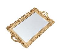 NULYLU Plateau Miroir Doré Élégant en PP Léger pour Parfum et Cosmétiques, Plateau Décoratif pour Mariage et Hôtel, Support Pratique et Raffiné