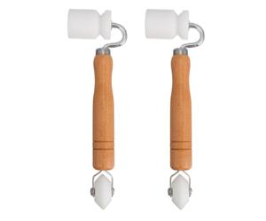 NULYLU Rouleau à Papier Peint 2pcs Manche en Bois pour Joint Plat, Prévention du Soulèvement, Design Professionnel, pour Décoration Murale et Automobile